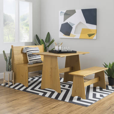 Pine dining table and best sale bench set